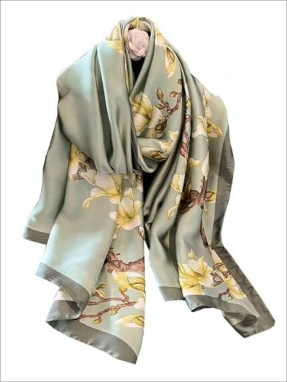 Polyester Satin Long Silky Scarf Shawl Wrap for Women Dressy Formal Evening